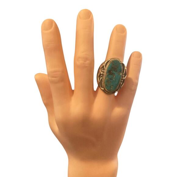 Native American Navajo Richard Begay Sterling Silver Turquoise Ring 10.25 - Picture 13 of 14